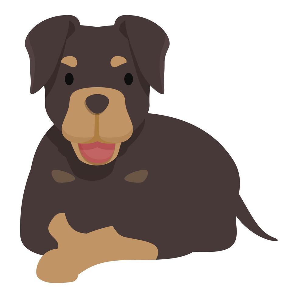Happy rottweiler puppy dog lying down illustration vector