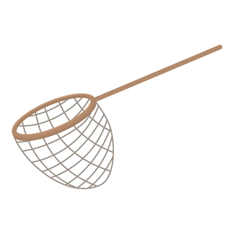 Fishing net with wooden handle for catching fish vector