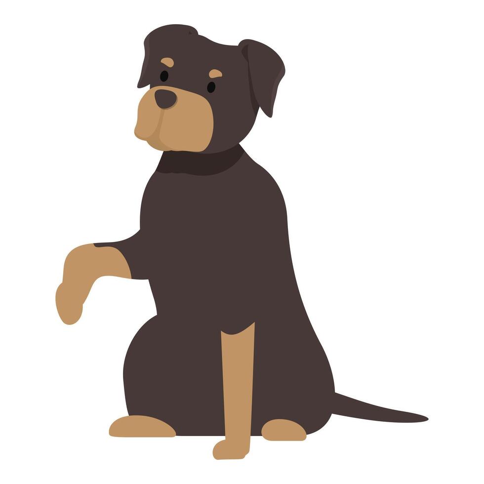 Rottweiler dog sitting and raising paw vector