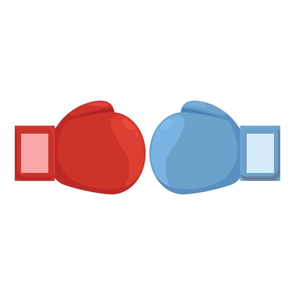 Red and blue boxing gloves facing each other representing competition vector