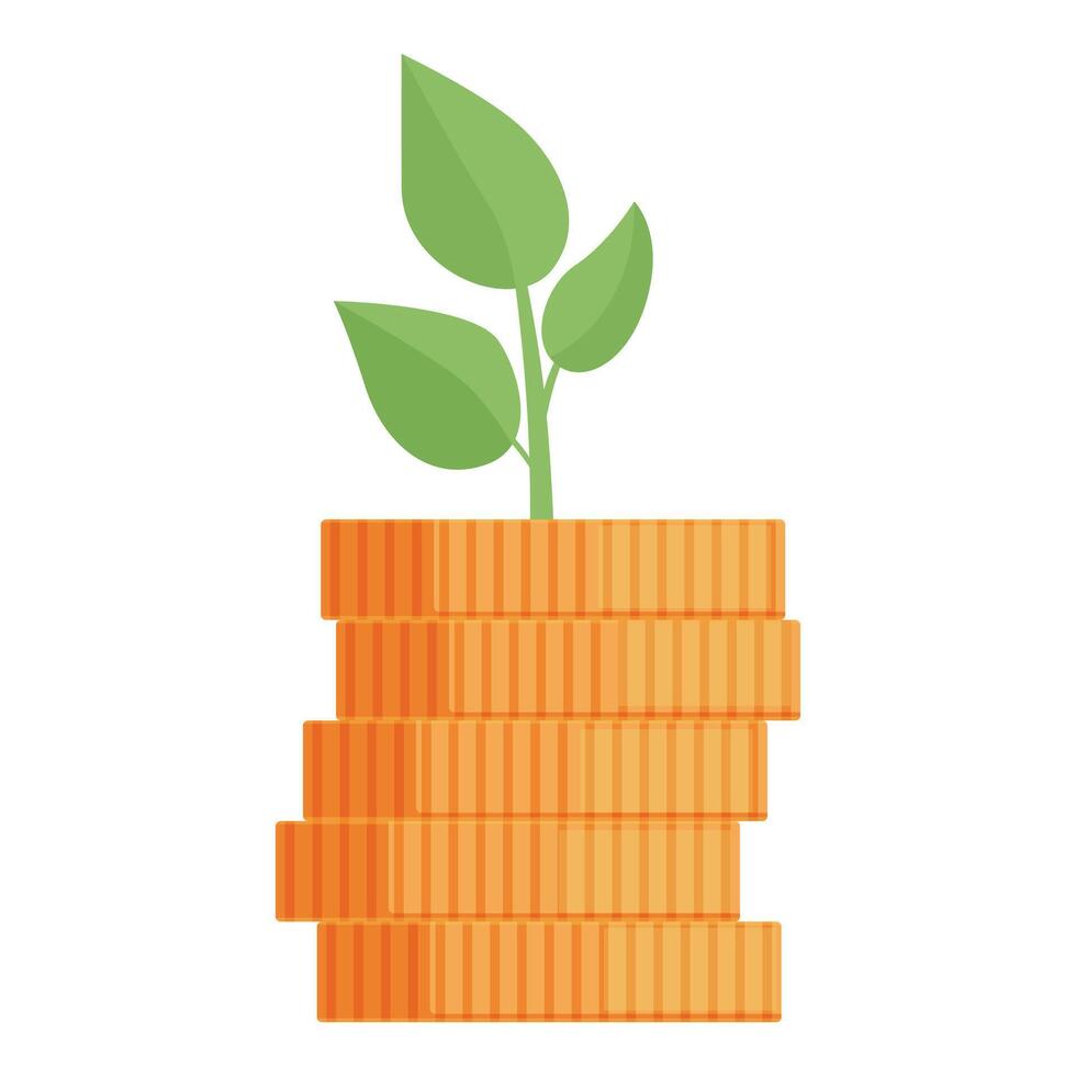 Small green plant growing from a stack of coins vector