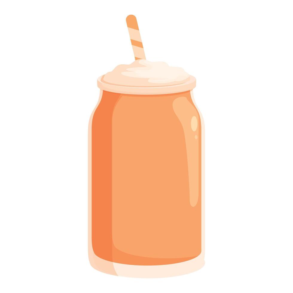 Refreshing orange soda with whipped cream and straw in a can vector
