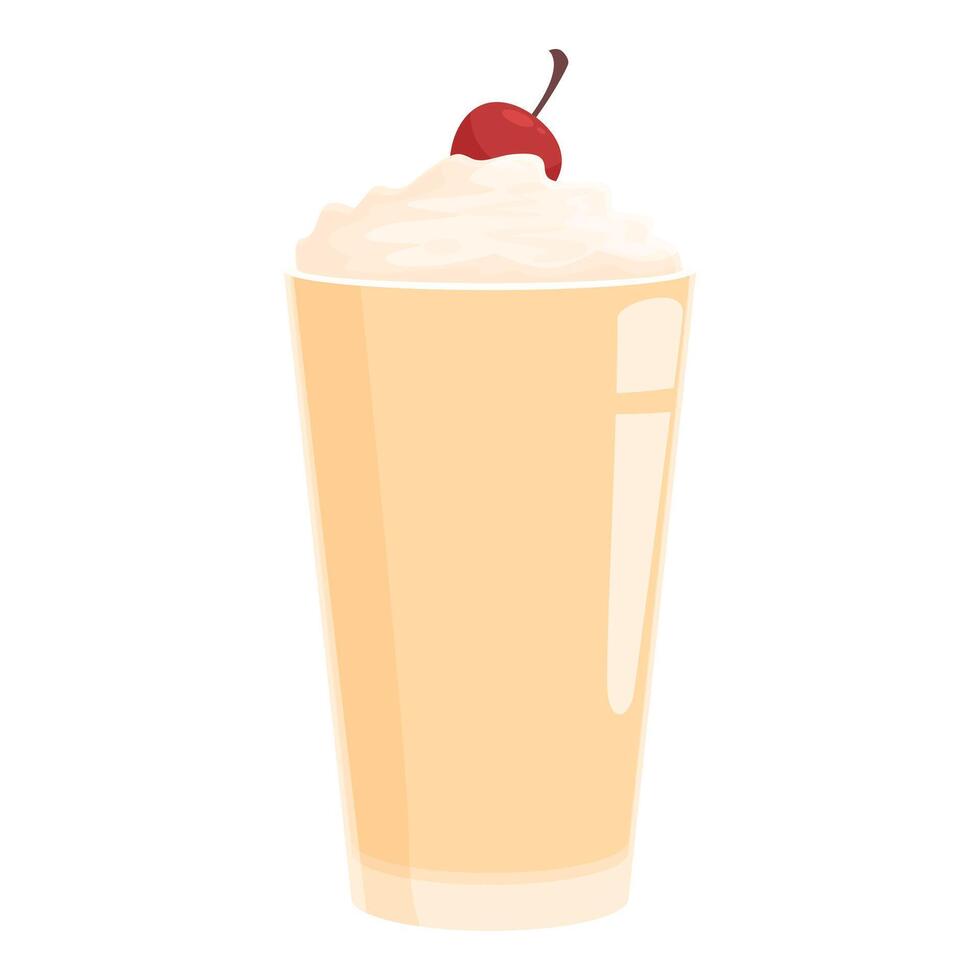 Vanilla milkshake with whipped cream and cherry on top vector