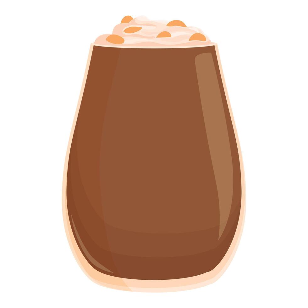 Glass is filled with delicious chocolate cocktail with cream and nuts vector