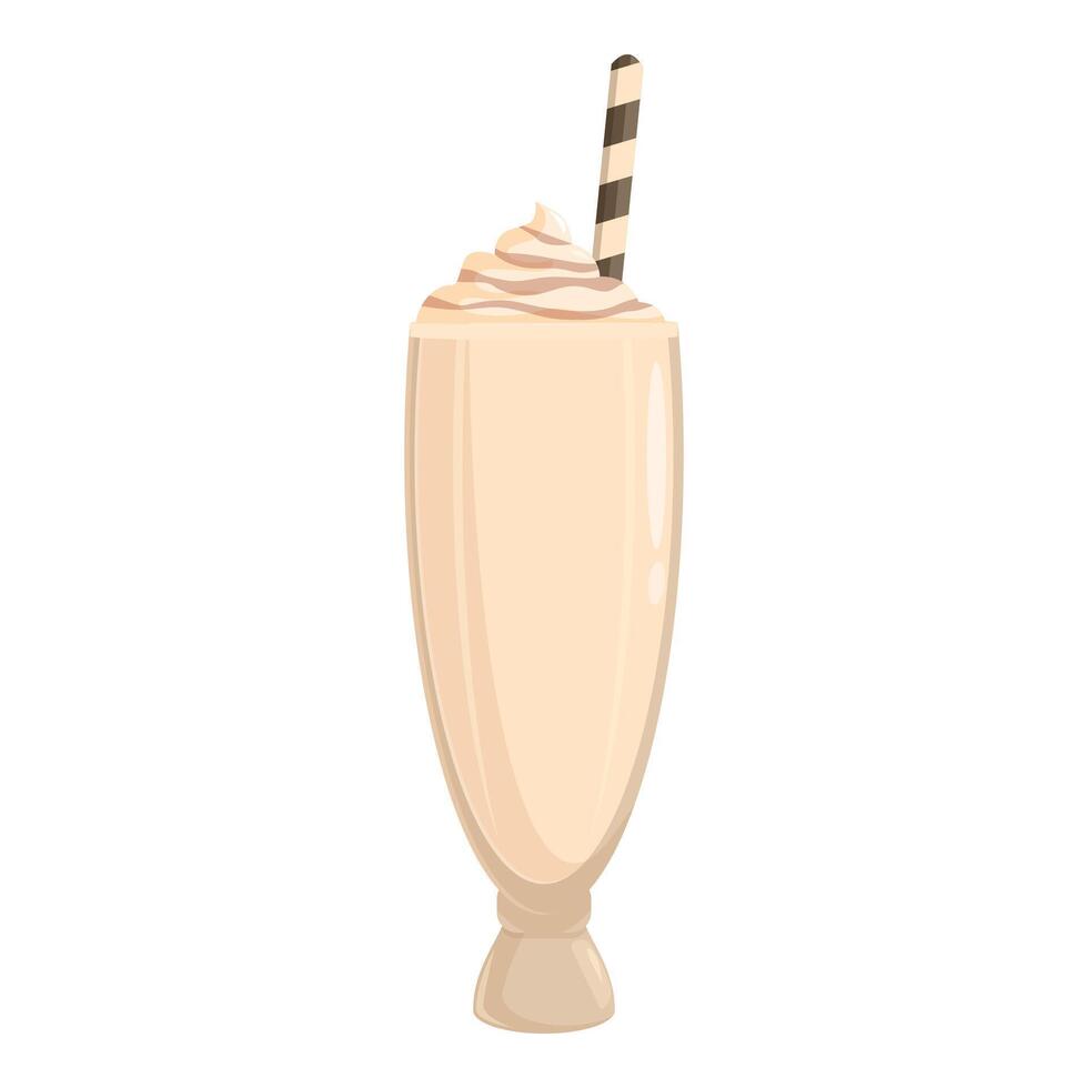 Delicious milkshake with whipped cream is waiting on white background vector