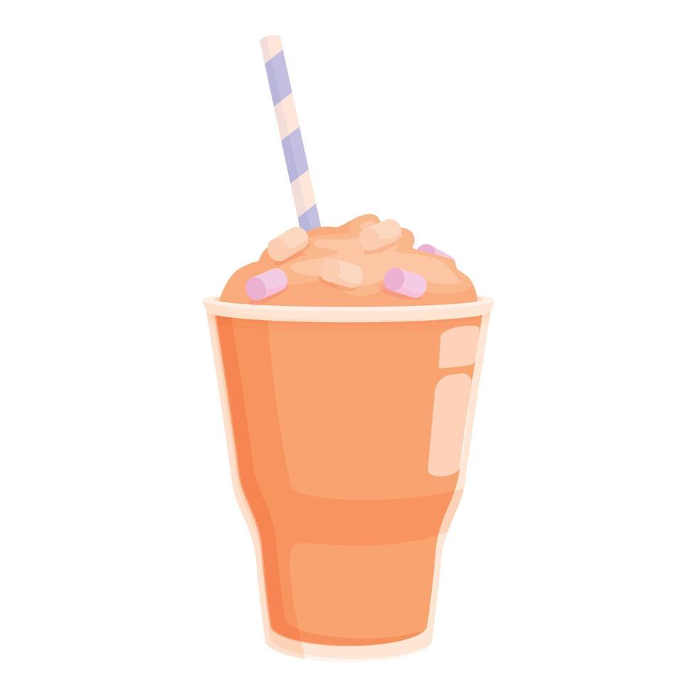 Delicious milkshake with marshmallows is waiting for drinking vector