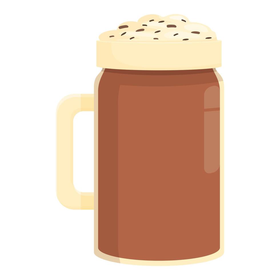 Big glass of cold brew nitro coffee with whipped cream and chocolate powder topping vector