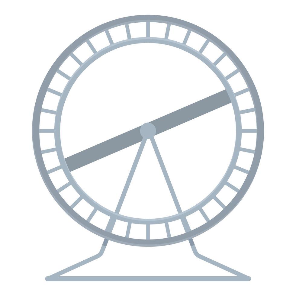 Hamster wheel standing on support with metal bars for running vector