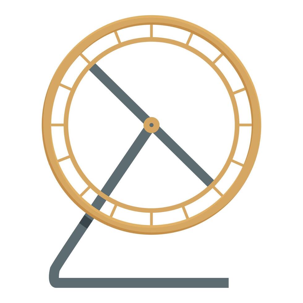 Hamster wheel standing on support with metal bars and wooden circle frame vector
