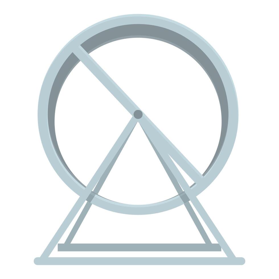 Metal hamster wheel standing on a triangular base vector