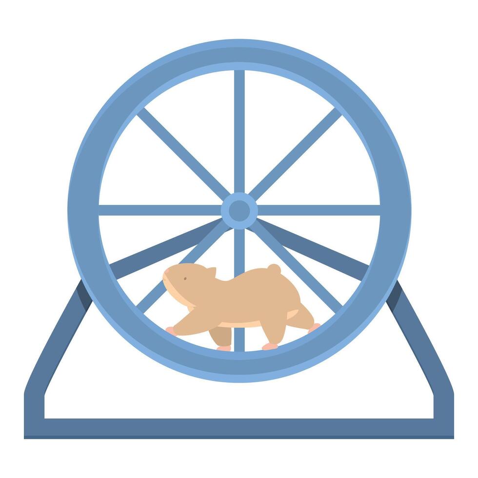 Hamster is doing exercise running on a blue wheel vector