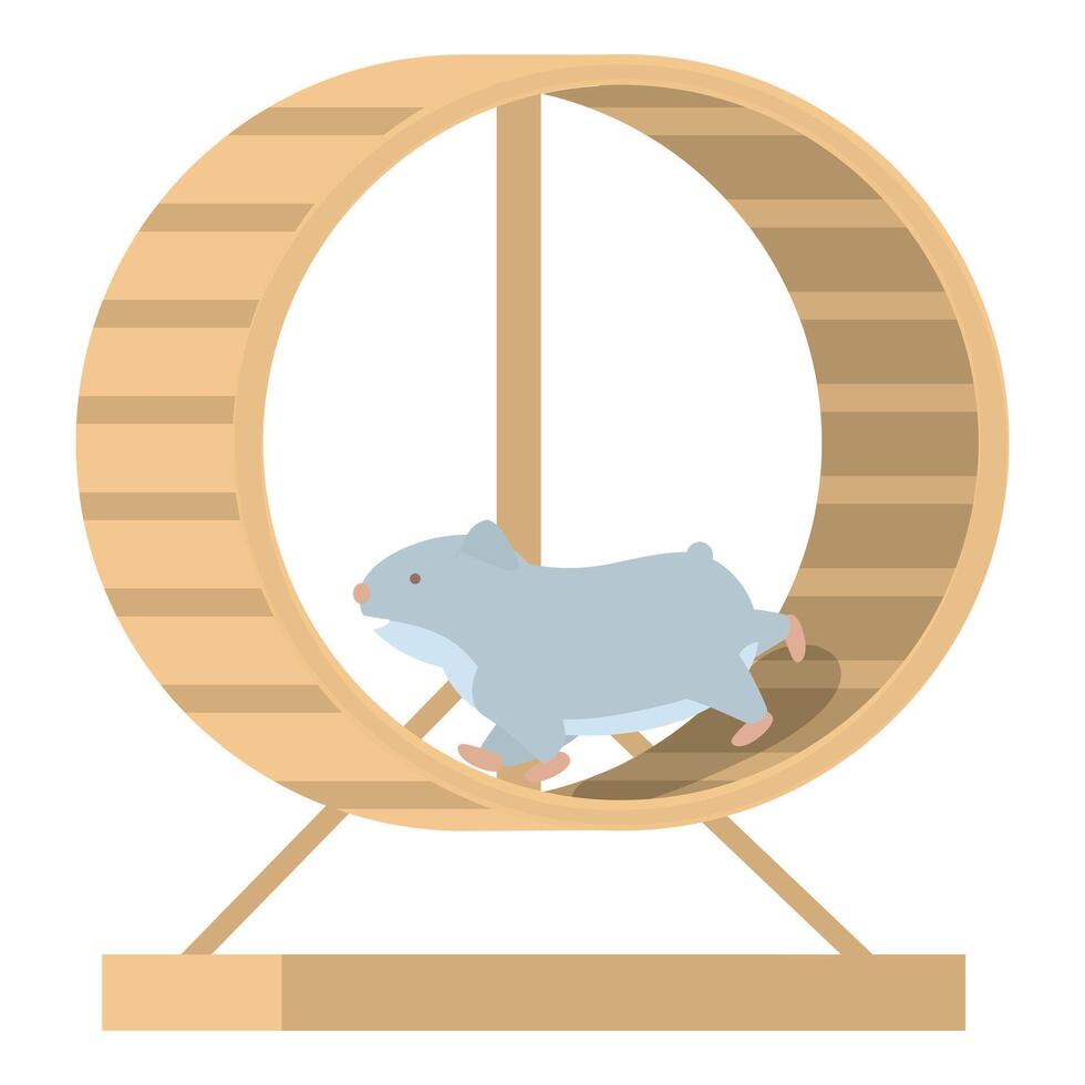 Cute hamster running in a wheel on white background vector