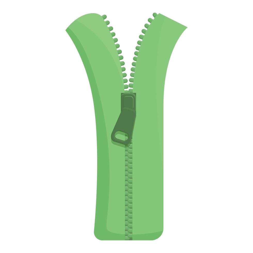 Green zipper fastener being unzipped on white background vector