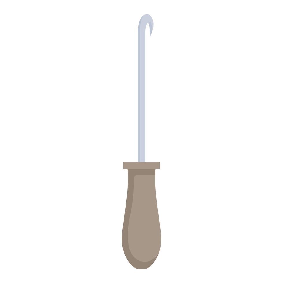 Awl with wooden handle for piercing holes in leather vector