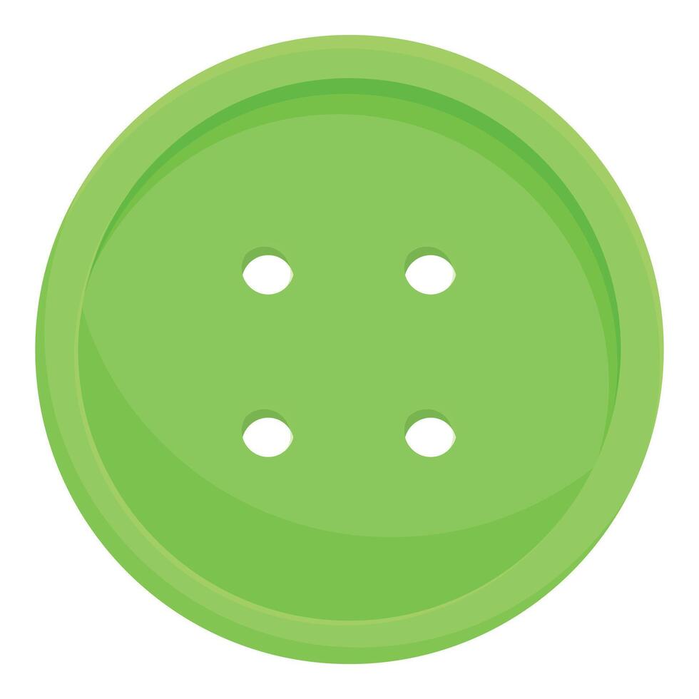 Green sewing button with four holes isolated on white background vector
