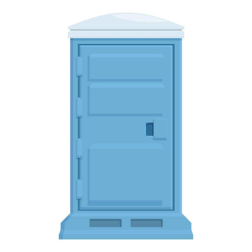 Blue mobile toilet cabin standing on concrete base vector