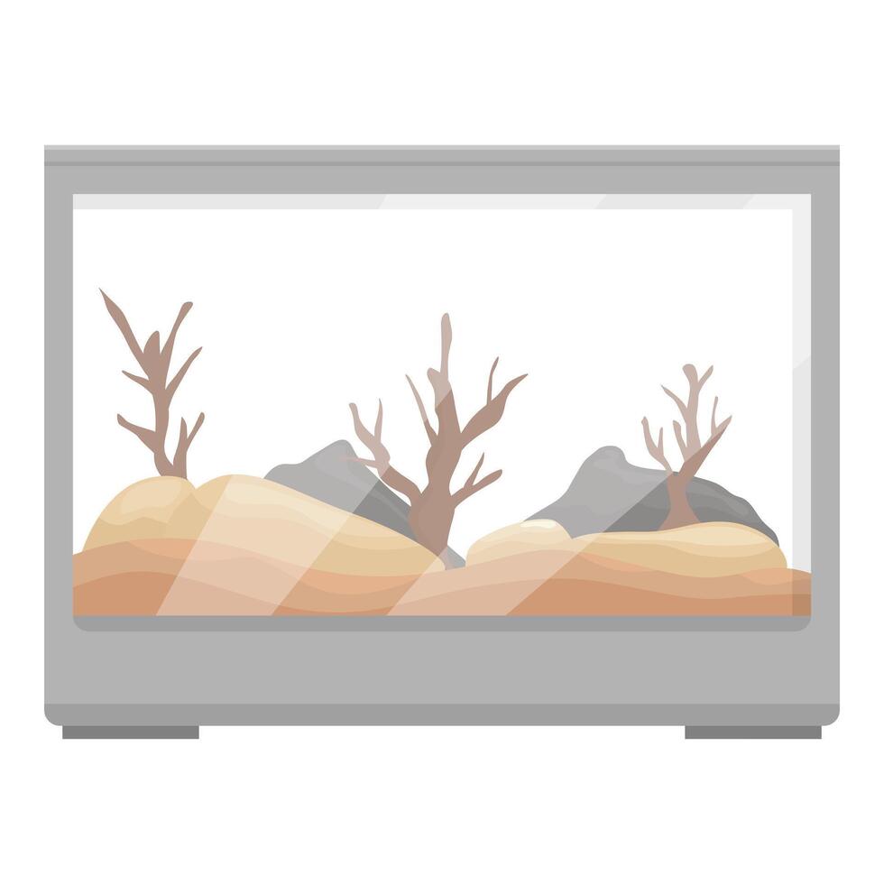 Empty aquarium with sand and dry corals symbolizing environmental issues vector