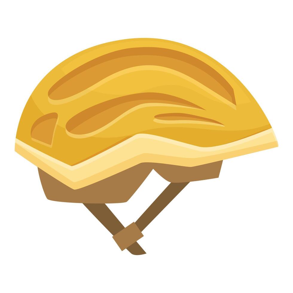 Yellow bicycle helmet protecting cyclist head during ride vector