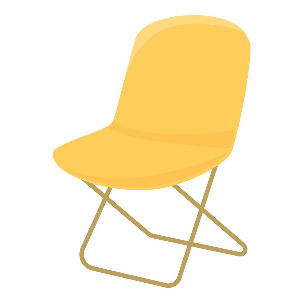 Yellow folding chair standing on white background vector