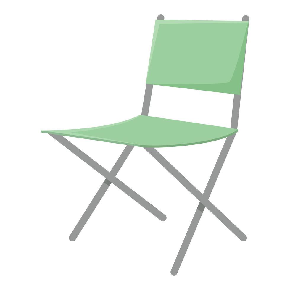 Green folding chair standing on white background vector