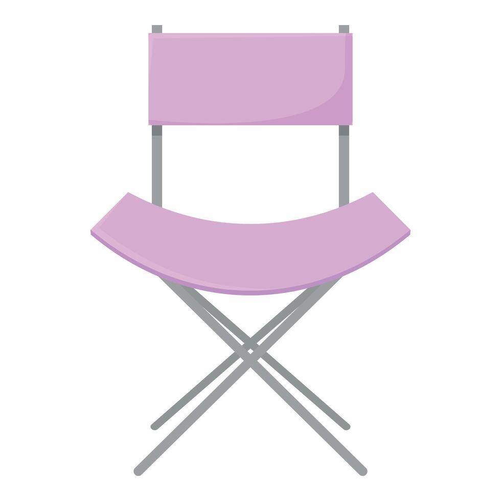 Purple folding chair standing on white background vector