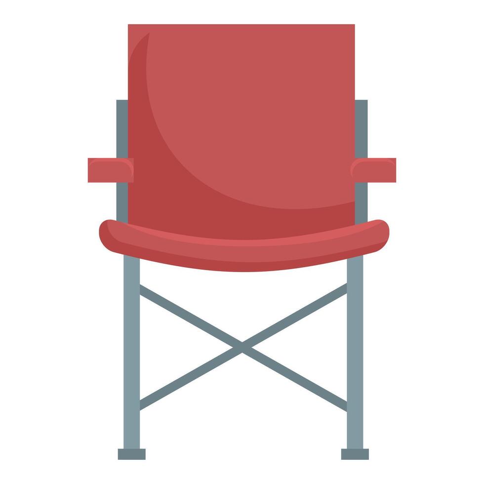 Red folding camping chair standing on white background vector