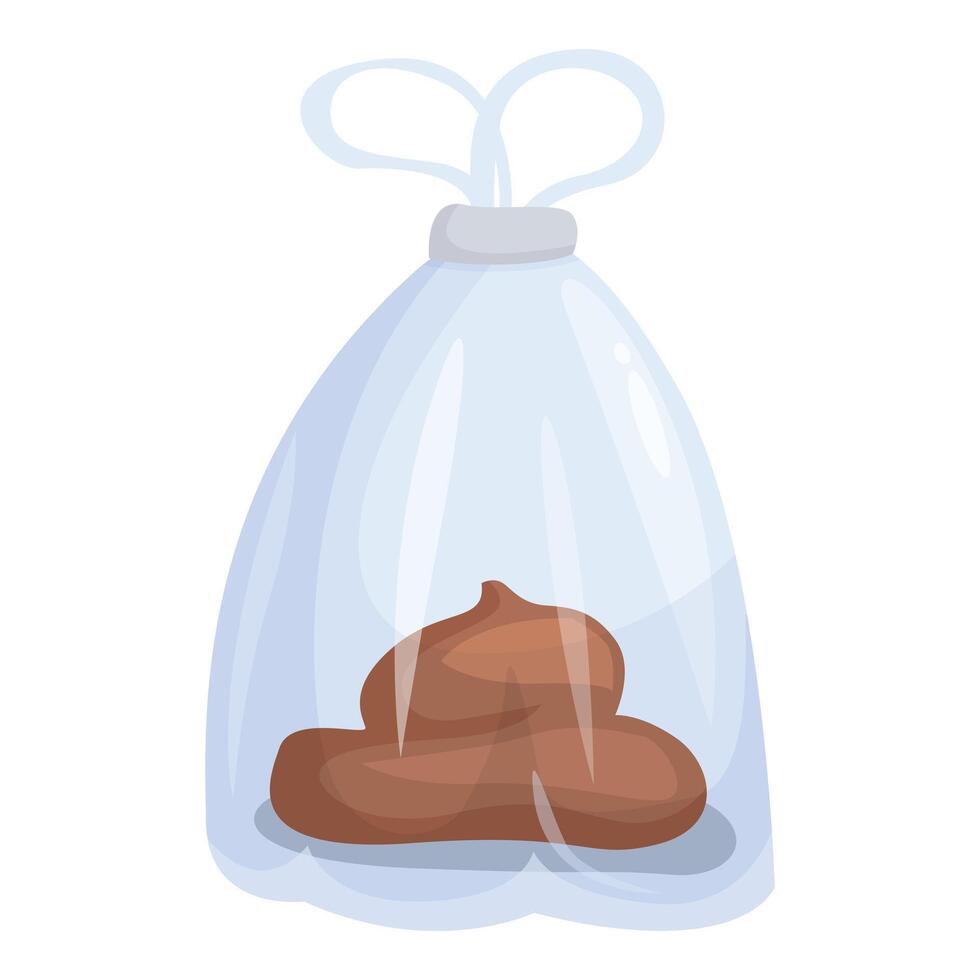 Transparent plastic bag holding dog poop tied in knot for collection vector