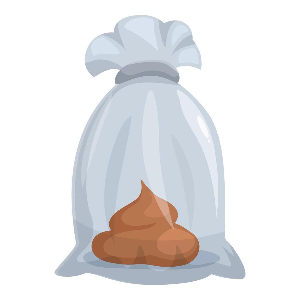 Dog poop lying in transparent plastic bag for cleaning vector