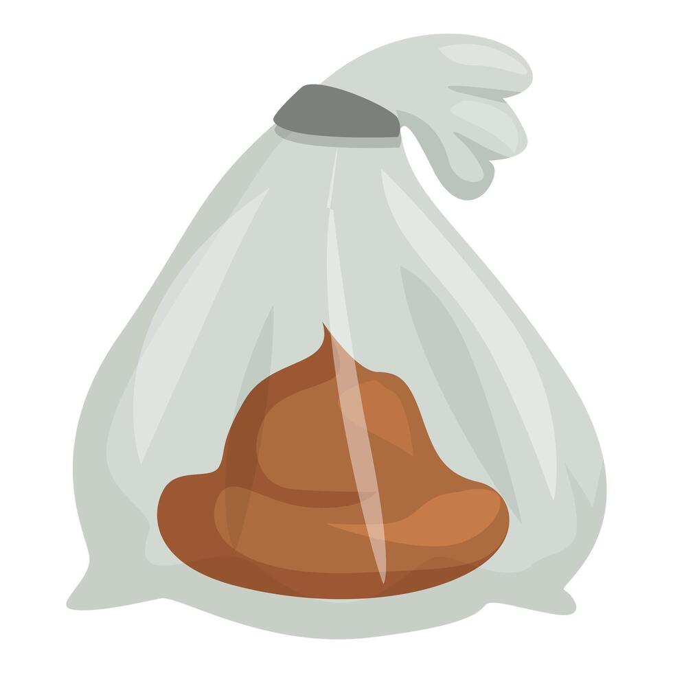 Person holding plastic bag containing dog excrement vector