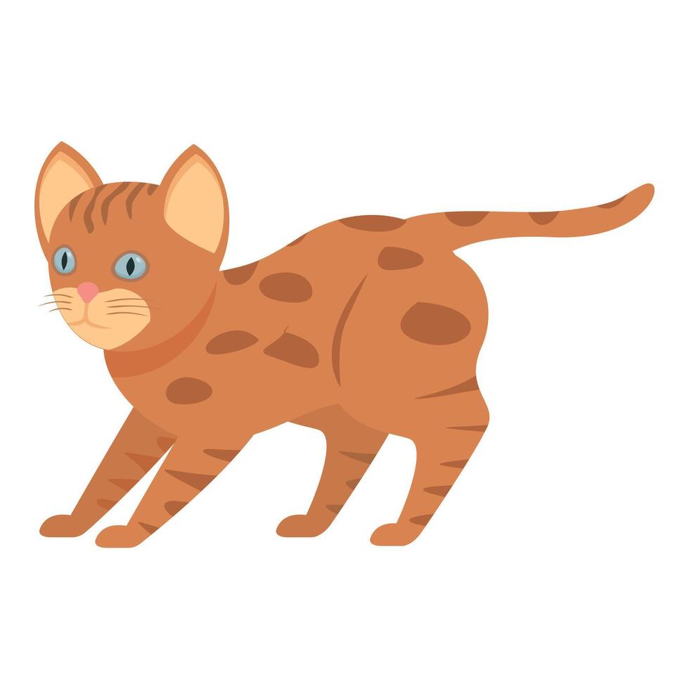 Playful ginger kitten stretching its body, side view vector