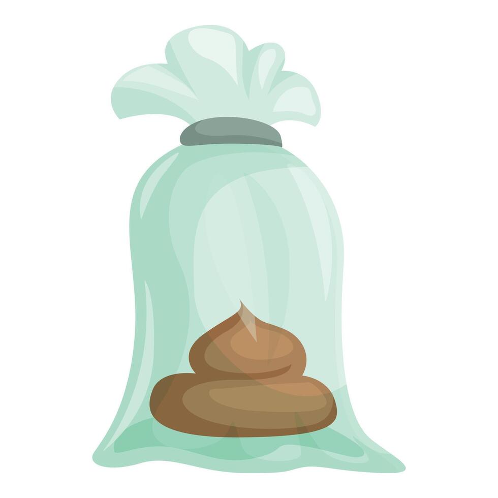 Dog poop in plastic bag being collected by dog walker vector