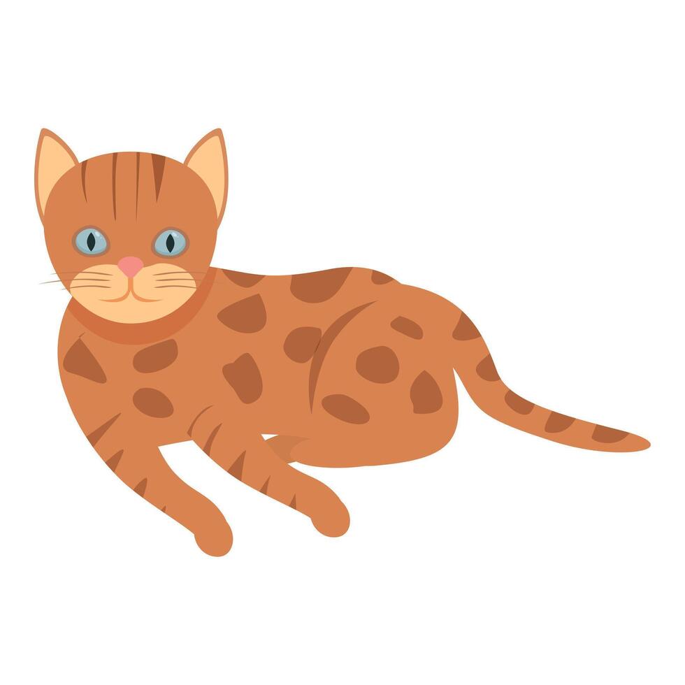 Cute tabby cat relaxing, adorable feline with brown fur and stripes vector