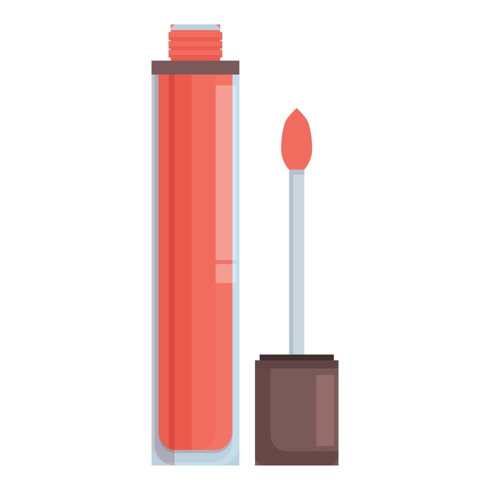 Red lipgloss standing upright with applicator out vector