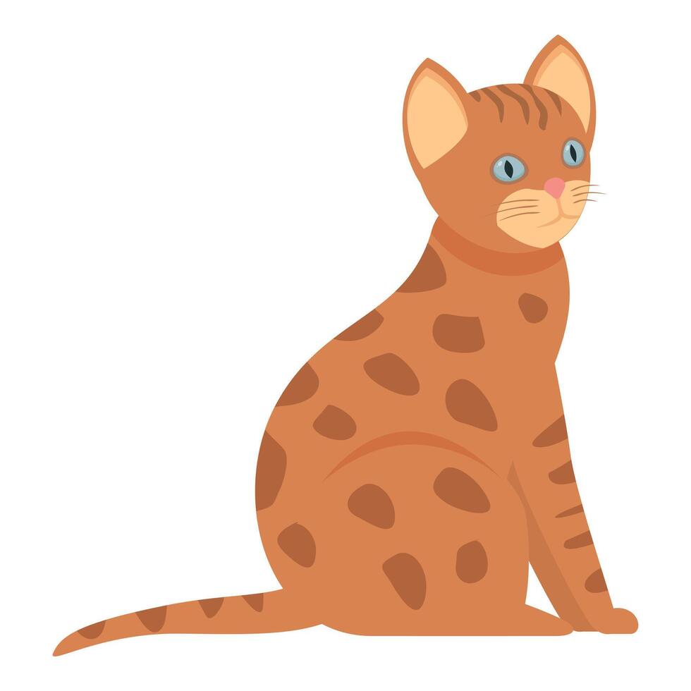 Bengal cat sitting side view looking right vector