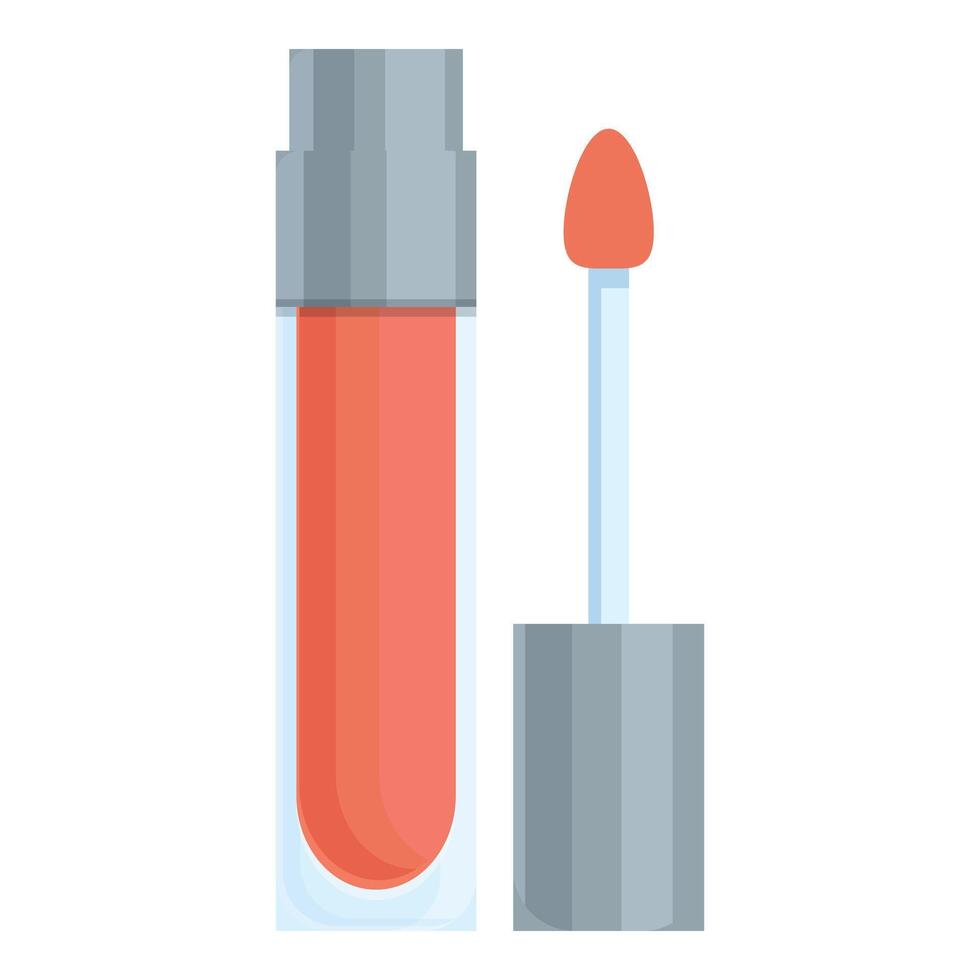 Open tube of lip gloss standing on white background vector