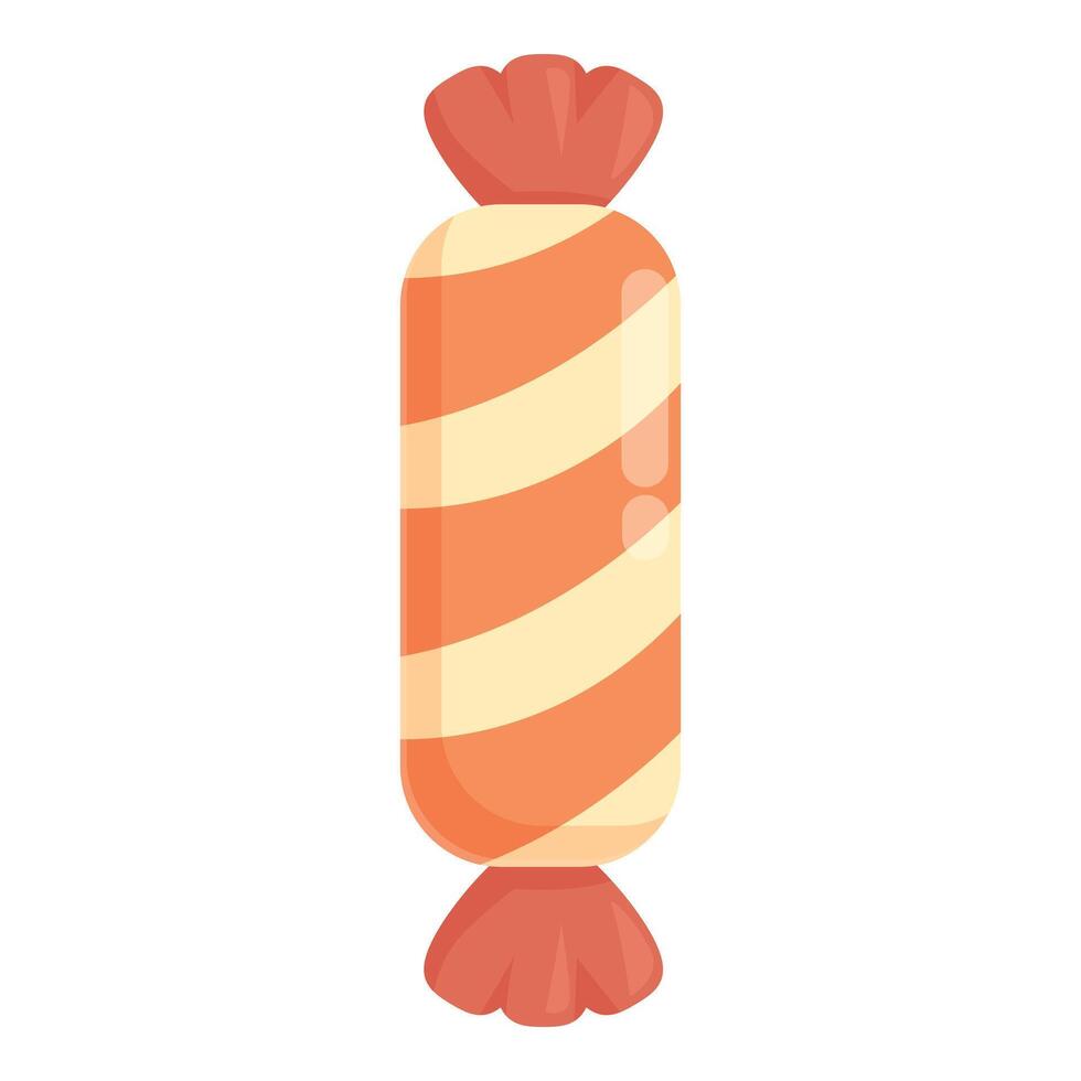 Wrapped orange and yellow candy with swirls being held from top and bottom vector