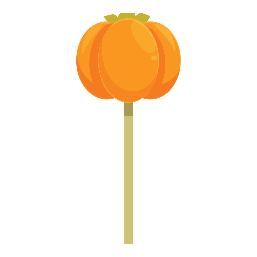 Halloween pumpkin lollipop candy standing on stick vector