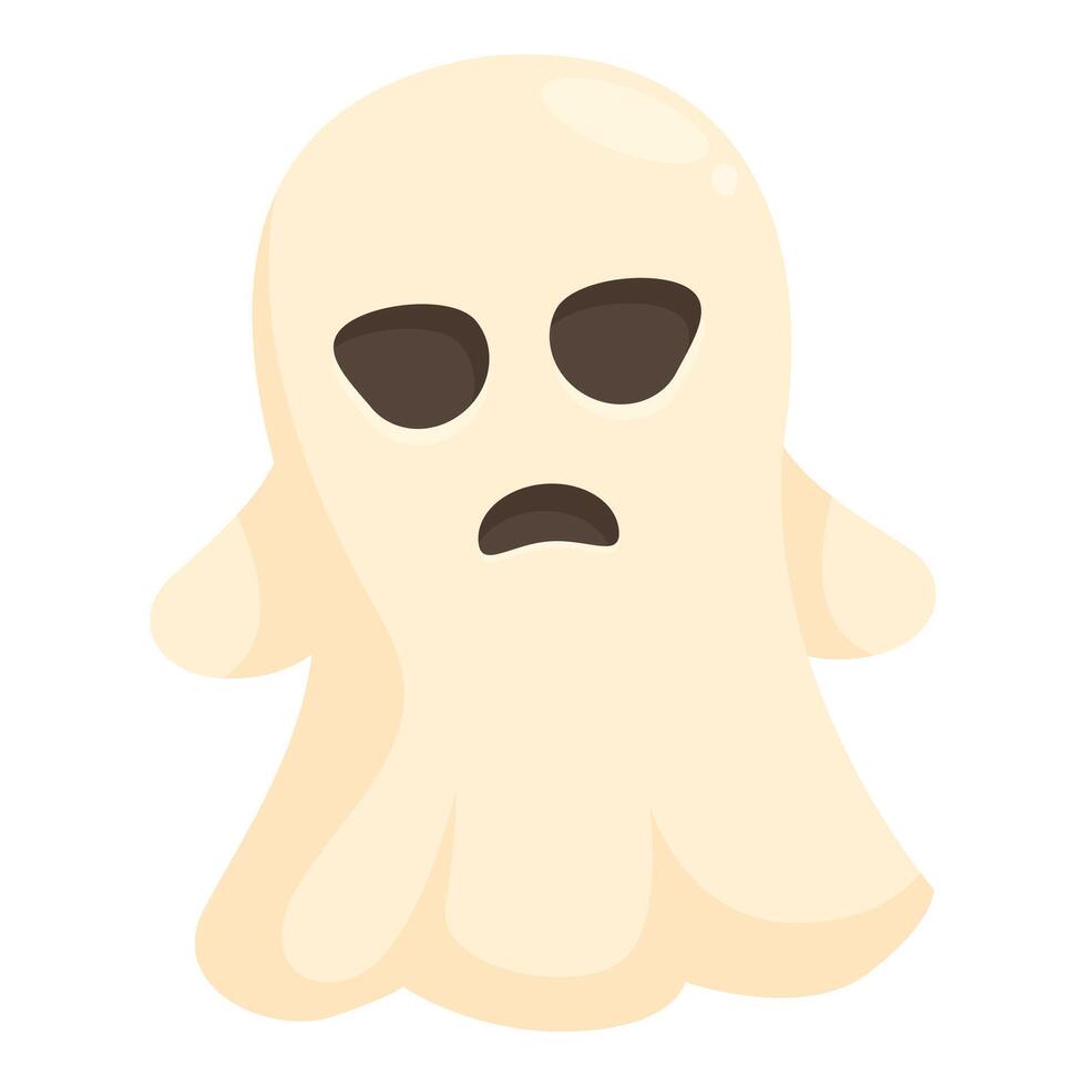 Sad beige ghost frowning with its mouth and eyes vector