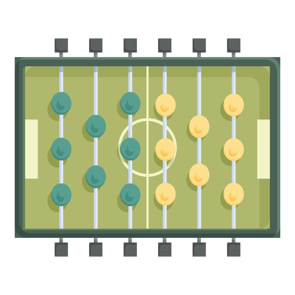 Table football game with green playing field and yellow and green players vector