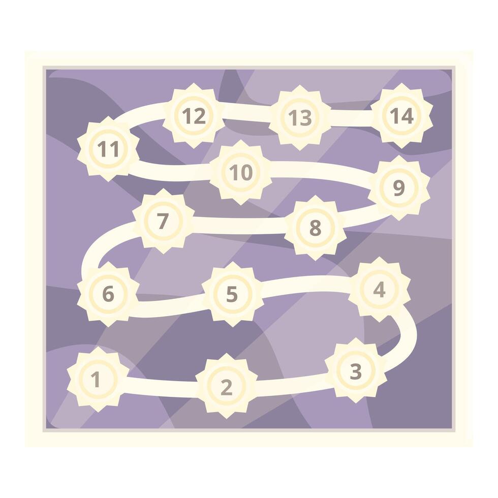 Board game template with numbered winding path leading to success vector