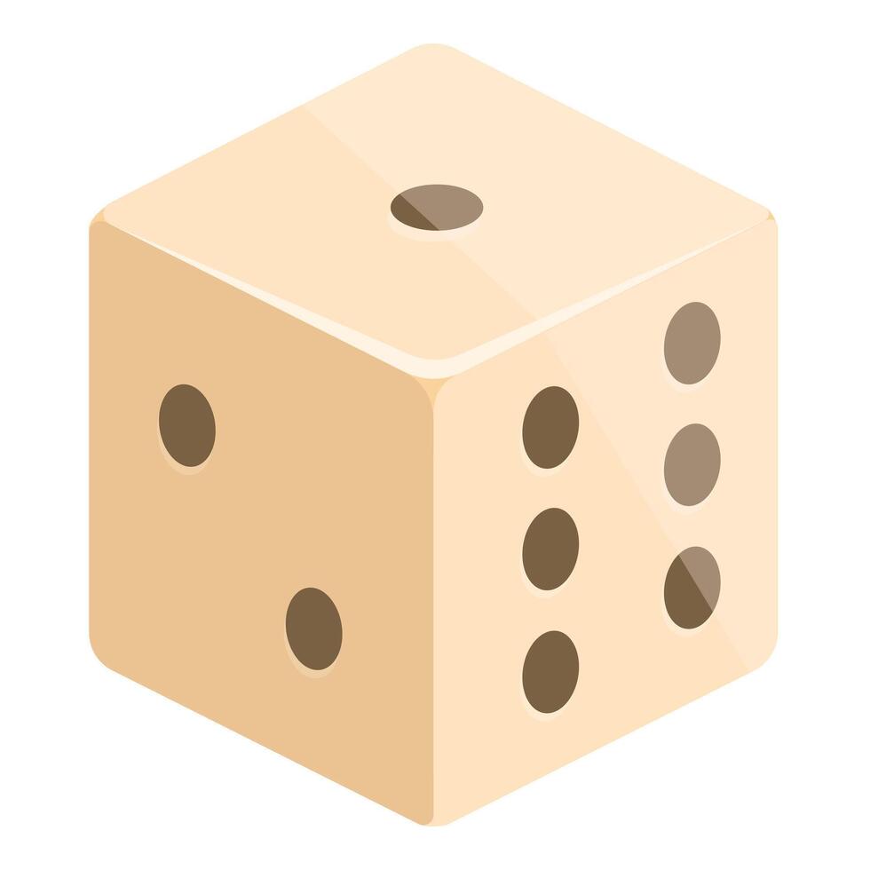 Beige dice showing number five isometric view vector