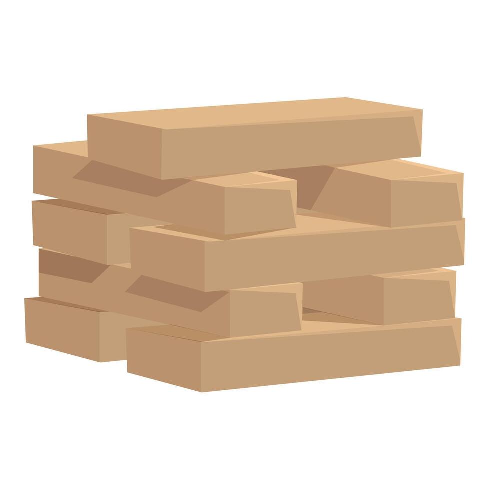 Stack of cardboard boxes balancing precariously forming a tower vector