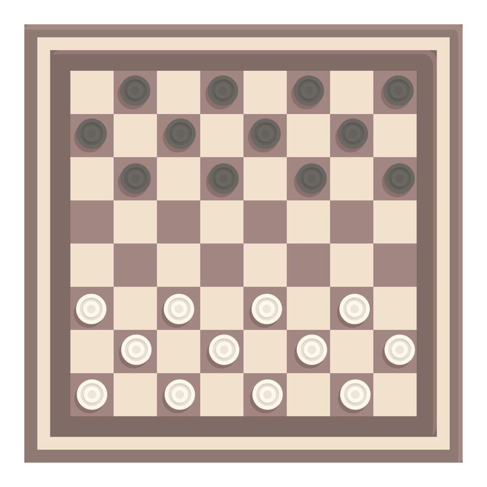 Wooden checkers board showing classic checkers game in progress vector