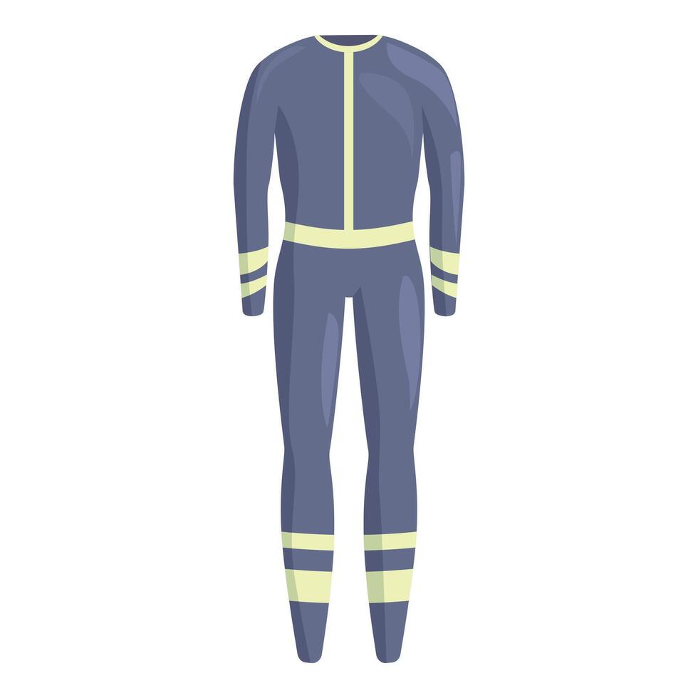 Fireman uniform with reflective stripes standing upright icon cartoon style vector
