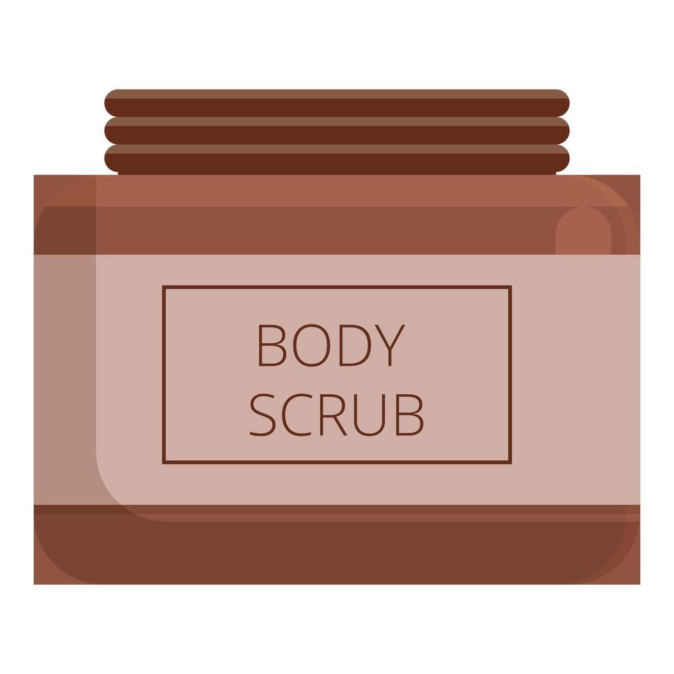 Brown body scrub with wooden lid sitting on white background vector