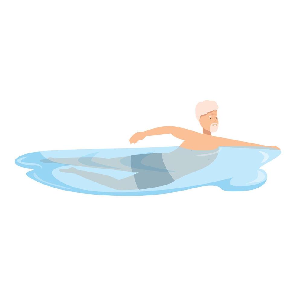 Senior man swimming in pool enjoying retirement vector