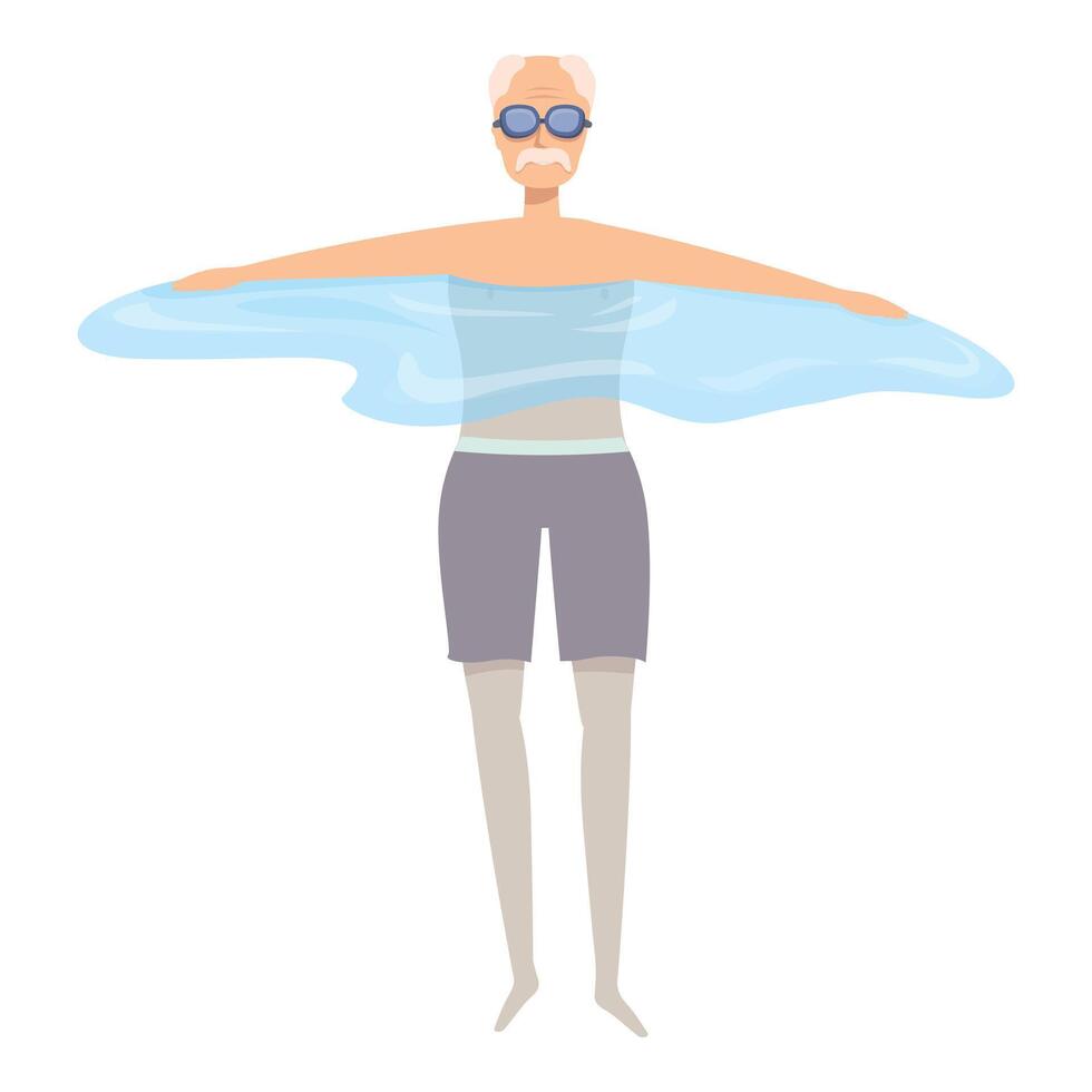 Senior man swimming and exercising in swimming pool, healthy lifestyle concept vector