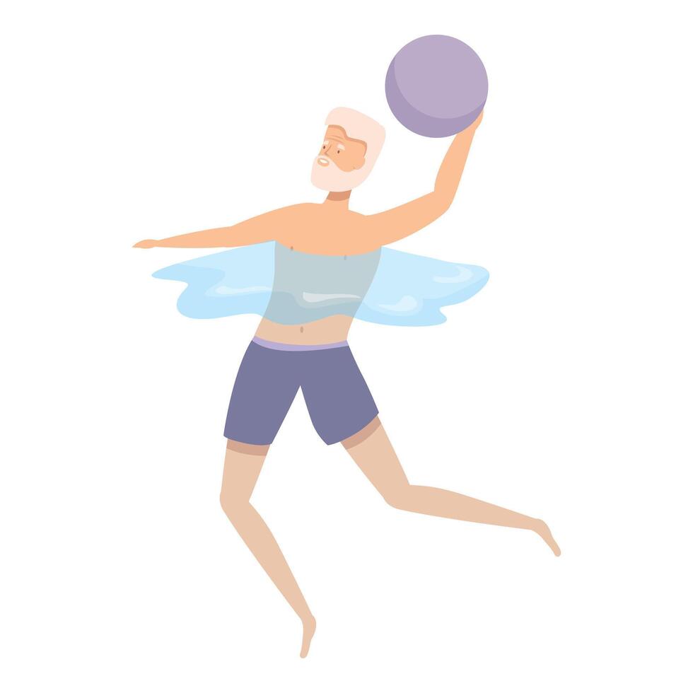 Senior man is enjoying his time playing water polo vector