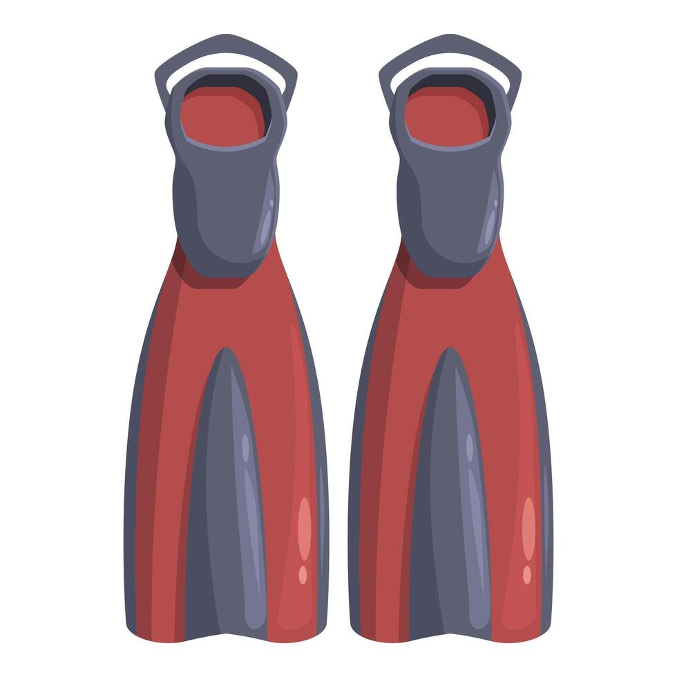 Pair of red diving flippers for exploring underwater world vector