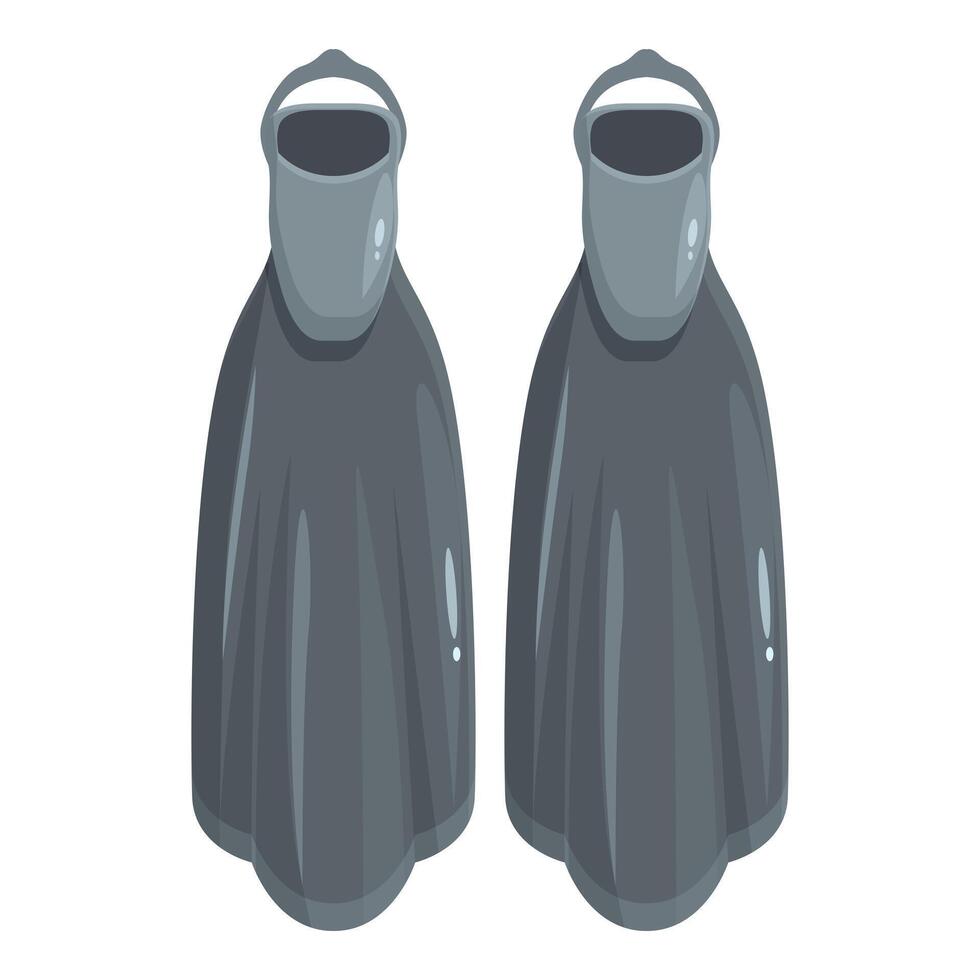 Pair of black flippers for diving and swimming in the sea vector